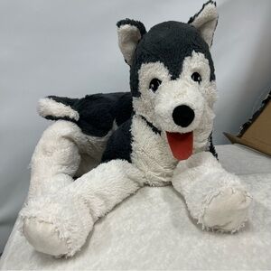 Plush Siberian Husky Dog large plush pillow Toy stuffed animal blue eyes floppy